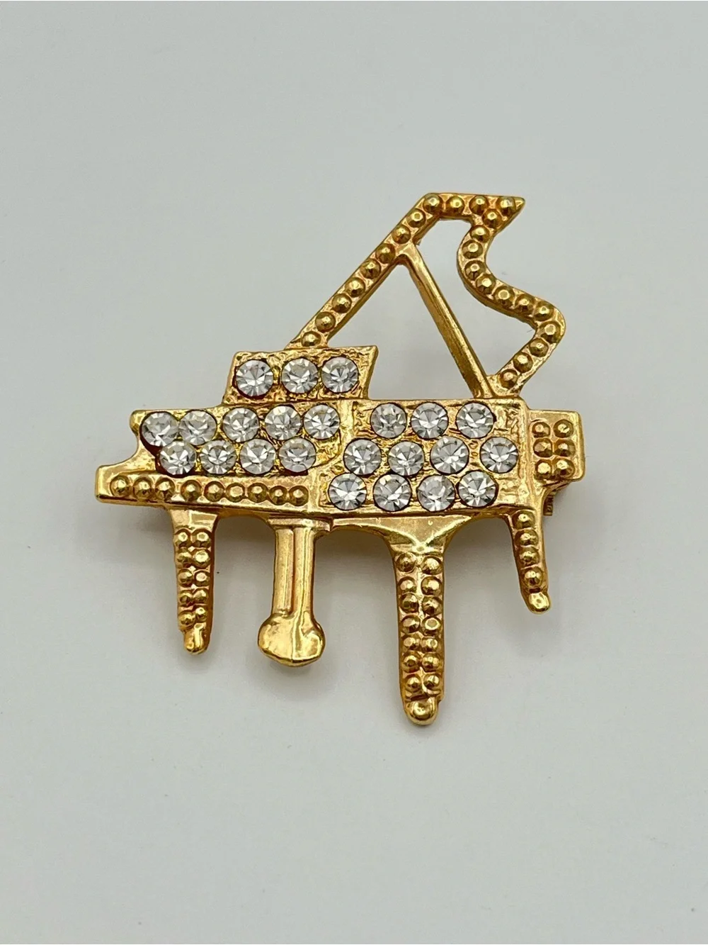 Vintage Rhinestone Grand Piano Brooch Music Teacher Pianist Recital Gift Pin